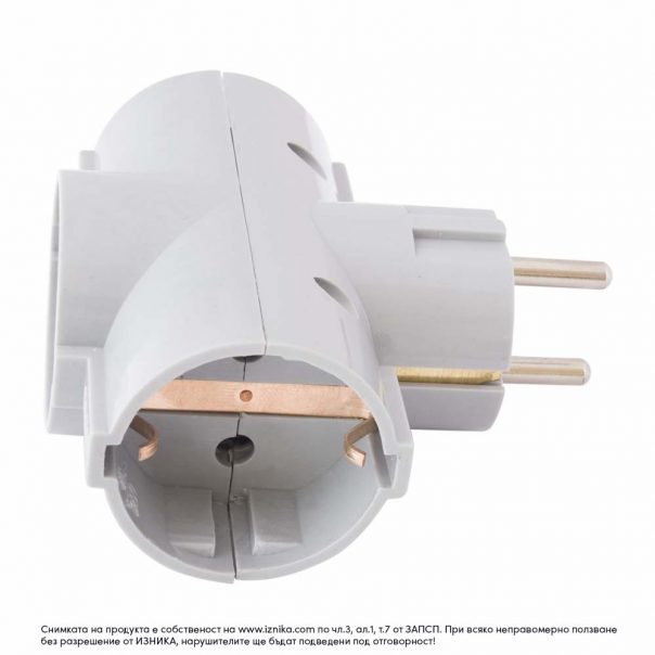 Разклонител без кабел ZD01-03 сив 3500W - с