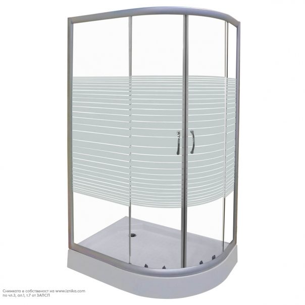 Душ кабина лява асиметрична BST-8025-STL-L / 120x80x195см с бяло душ корито и прозрачни врати